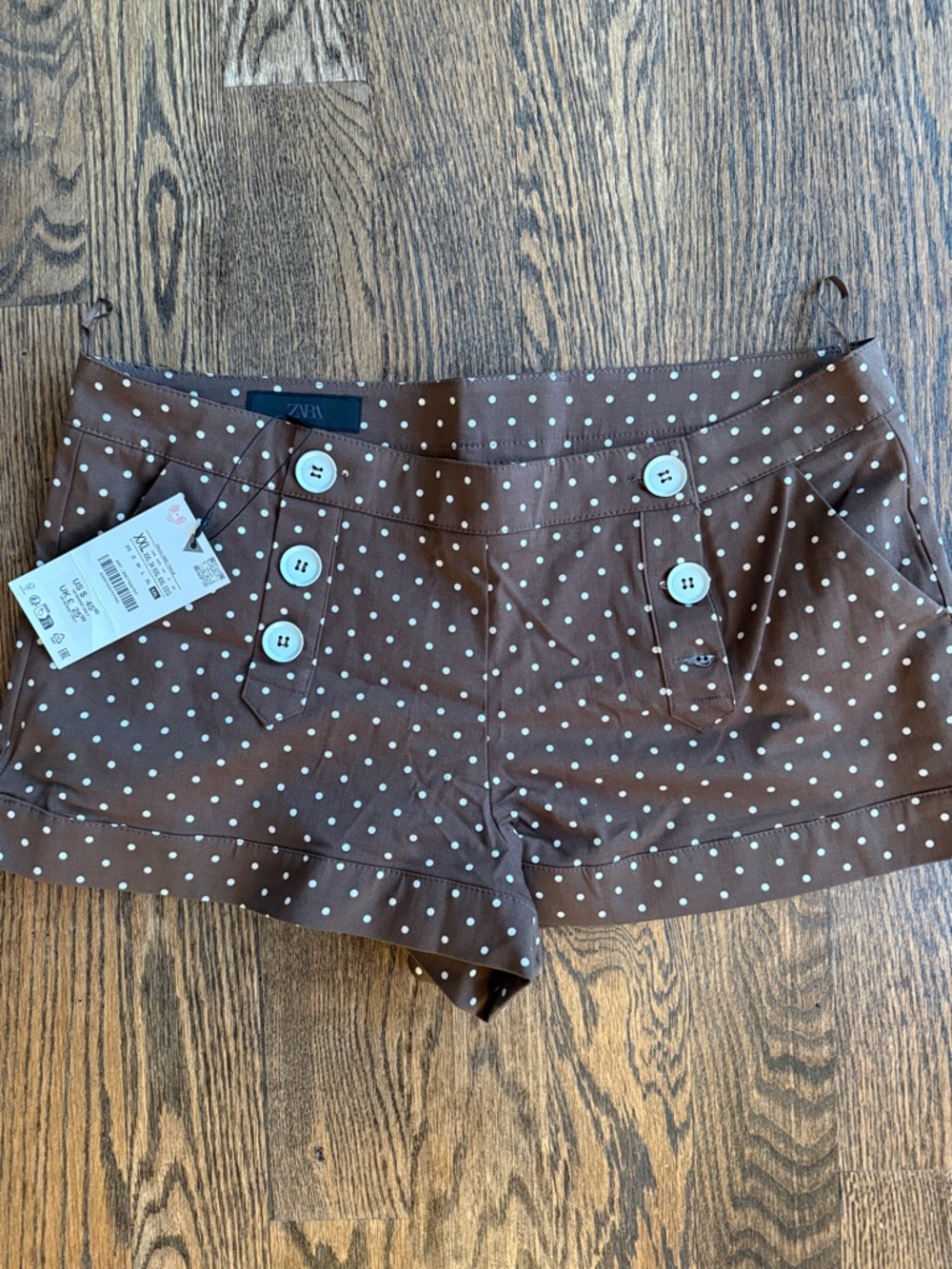 SOLD OUT Zara Brown and White Polka Dot High-Waist Women’s Shorts New With Tags